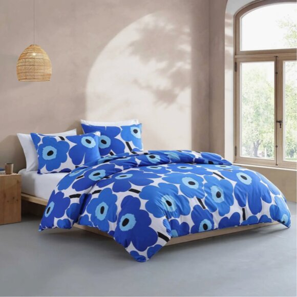 Marimekko Unikko Organic Cotton All-Season Comforter & Sham Set Brand Ne… - Picture 1 of 13